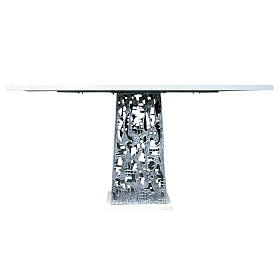 Altar in silver-plated brass and marble base, 92x180x80cm