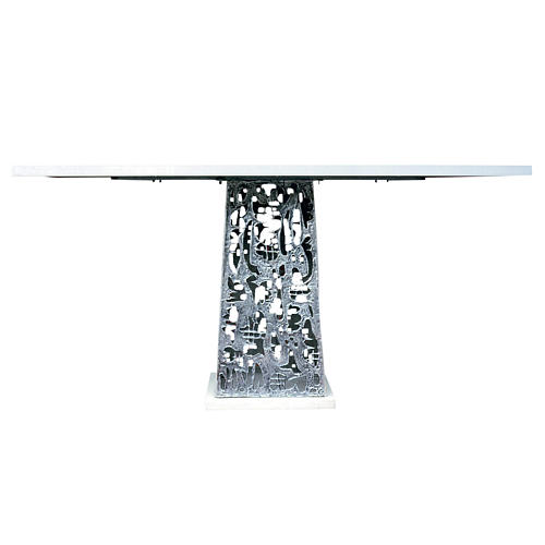 Altar in silver-plated brass and marble base, 92x180x80cm 1