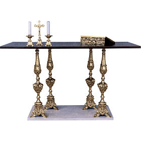 Altar 4 columns baroque style, walnut wood desk 95x180x80cm