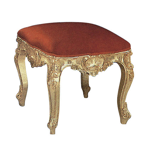 Stool in hand-carved wood & gold leaf, with velvet 1