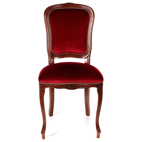Chair in walnut wood & red velvet baroque style 1