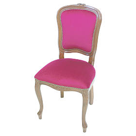Ambons, prie-dieu, compléments d'ameublement: Chaise baroque bois noyer velours rouge