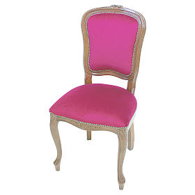 Ambons, prie-dieu, compléments d'ameublement: Chaise baroque bois noyer velours rouge