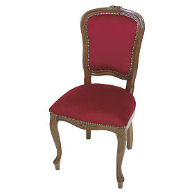 Ambons, prie-dieu, compléments d'ameublement: Chaise baroque bois noyer velours rouge Ambons, prie-dieu, compléments d'ameublement: Chaise baroque bois noyer velours rouge
