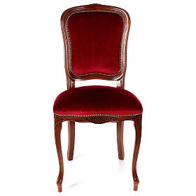 Chaise baroque bois noyer velours rouge