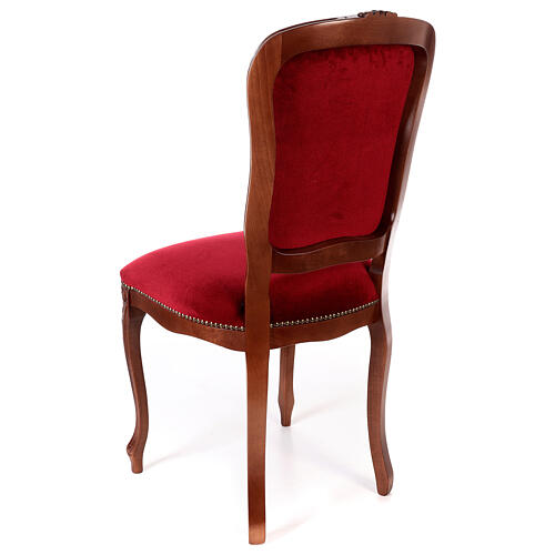 Chaise baroque bois noyer velours rouge 9
