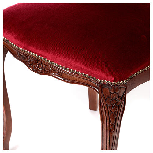 Chair in walnut wood & red velvet baroque style 2