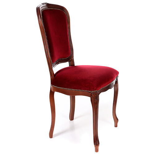 Chair in walnut wood & red velvet baroque style 5