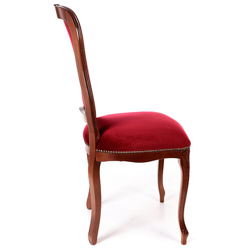 Chair in walnut wood & red velvet baroque style 7