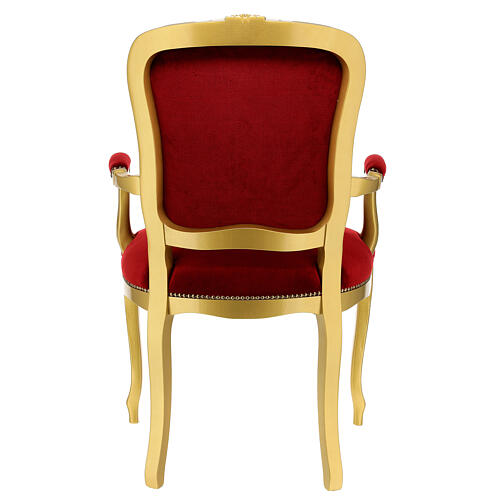 Fotel barokowy orzech włoski kolor złoty aksamit czerwony 10