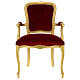 Fotel barokowy orzech włoski kolor złoty aksamit czerwony s1