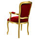 Fotel barokowy orzech włoski kolor złoty aksamit czerwony s8
