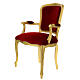 Armchair in walnut wood & gold painted, red velvet baroque style s3