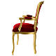 Armchair in walnut wood & gold painted, red velvet baroque style s5