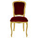Chair in walnut wood & painted with gold spray paint, red velvet baroque style s1