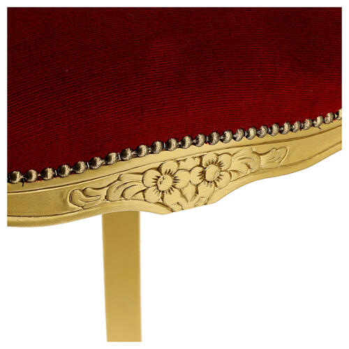 Silla de madera de nogal estilo barroco acabado pan de oro y terciopelo rojo 8
