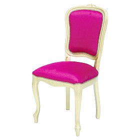 Ambons, prie-dieu, compléments d'ameublement: Chaise bois noyer baroque feuille or velours rouge