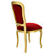 Chaise bois noyer baroque or velours rouge s7