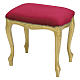 Stool in walnut wood & painted with gold spray paint, red velvet baroque style s1