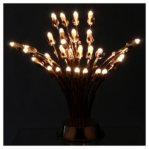 Lampadário eléctrico 31 velas latão ouro 24K 10