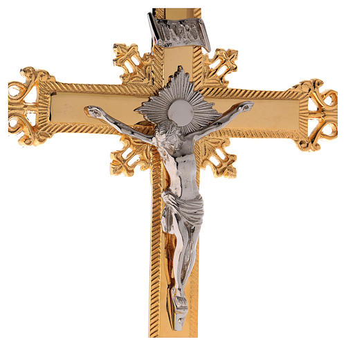 Altar crucifix 75 cm in golden brass 3