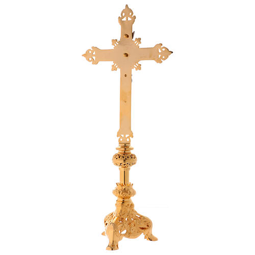 Altar crucifix 75 cm in golden brass 7