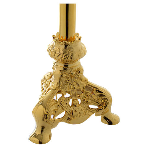 Altar crucifix 105 cm in golden brass 3