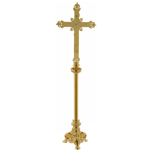 Altar crucifix in gold-plated brass 41 inches 5