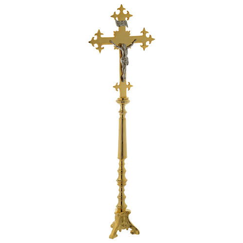 Crucifix d'autel 78 cm en laiton doré 1