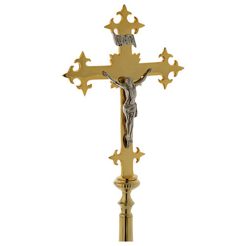 Altar crucifix in gold-plated brass 31 inches 2