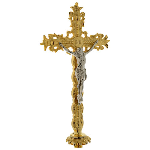Altar crucifix in gold-plated brass 16 inches 2