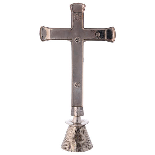 Krzyż ołtarzowy mosiądz posrebrzany 24 cm 4