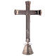 Cruz de altar latão prateado 24 cm s4