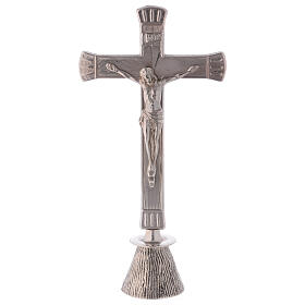 Silver-plated altar cross of brass 9 1/2 in