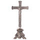 Cruz de altar latão prateado base efeito antigo s1