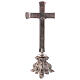 Cruz de altar latão prateado base efeito antigo s4