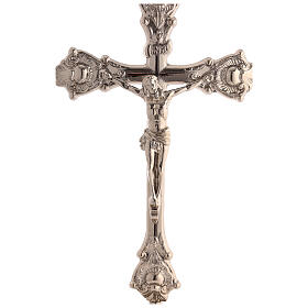 STOCK Altar crucifix of silver-plated brass 9 in