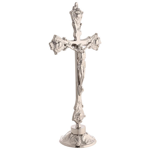 STOCK Altar crucifix of silver-plated brass 9 in 5