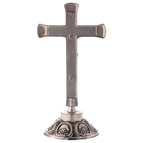 STOCK Crucifix d'autel 24 cm laiton argenté 3