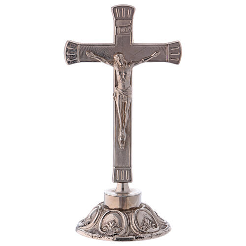 STOCK Crucifixo de altar 24 cm latão prateado 1