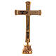 Altar crucifix in polished golden brass with four antique feet base s3