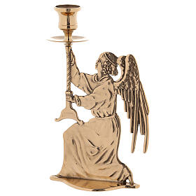 Altar candlestick with Angel polished brass