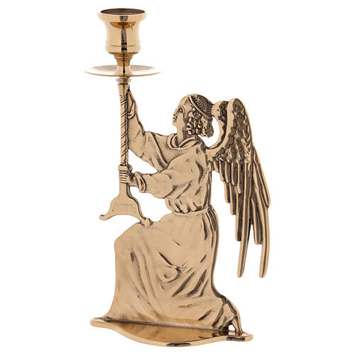 Altar candlestick with Angel polished brass 1