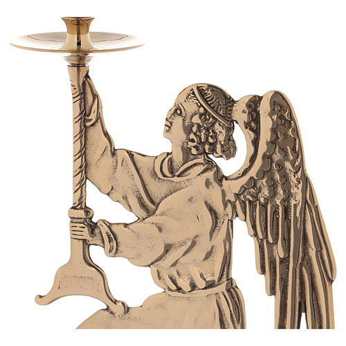 Altar candlestick with Angel polished brass 2