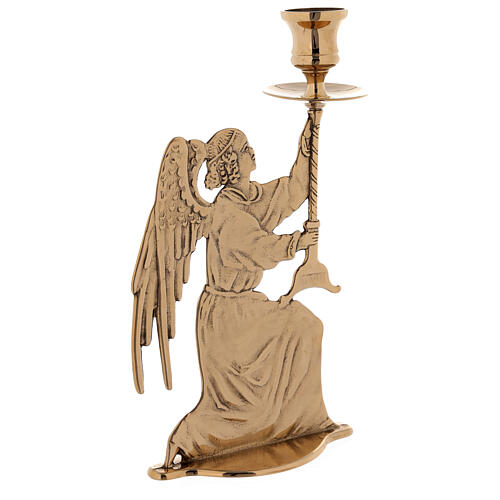 Altar candlestick with Angel polished brass 3