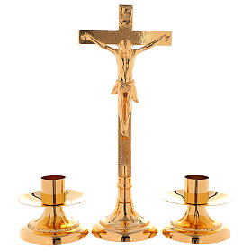 Set d'autel croix et chandeliers laiton doré 24k décoration sur la base