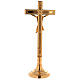 Conjunto de altar crucifixo e castiçais latão dourado 24 K base decorada s4