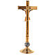 Altar set with cross and candle-holders in 24K golden brass, grapes and cross decoration s7