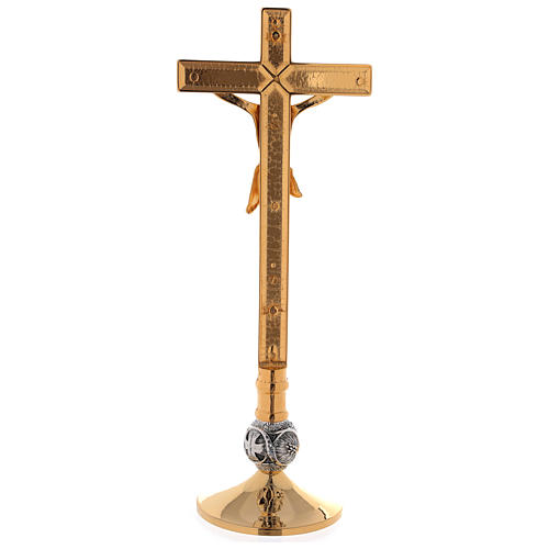 Set d'autel croix et chandeliers raisin et croix laiton doré 24k 7