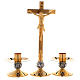 Set d'autel croix et chandeliers raisin et croix laiton doré 24k s1
